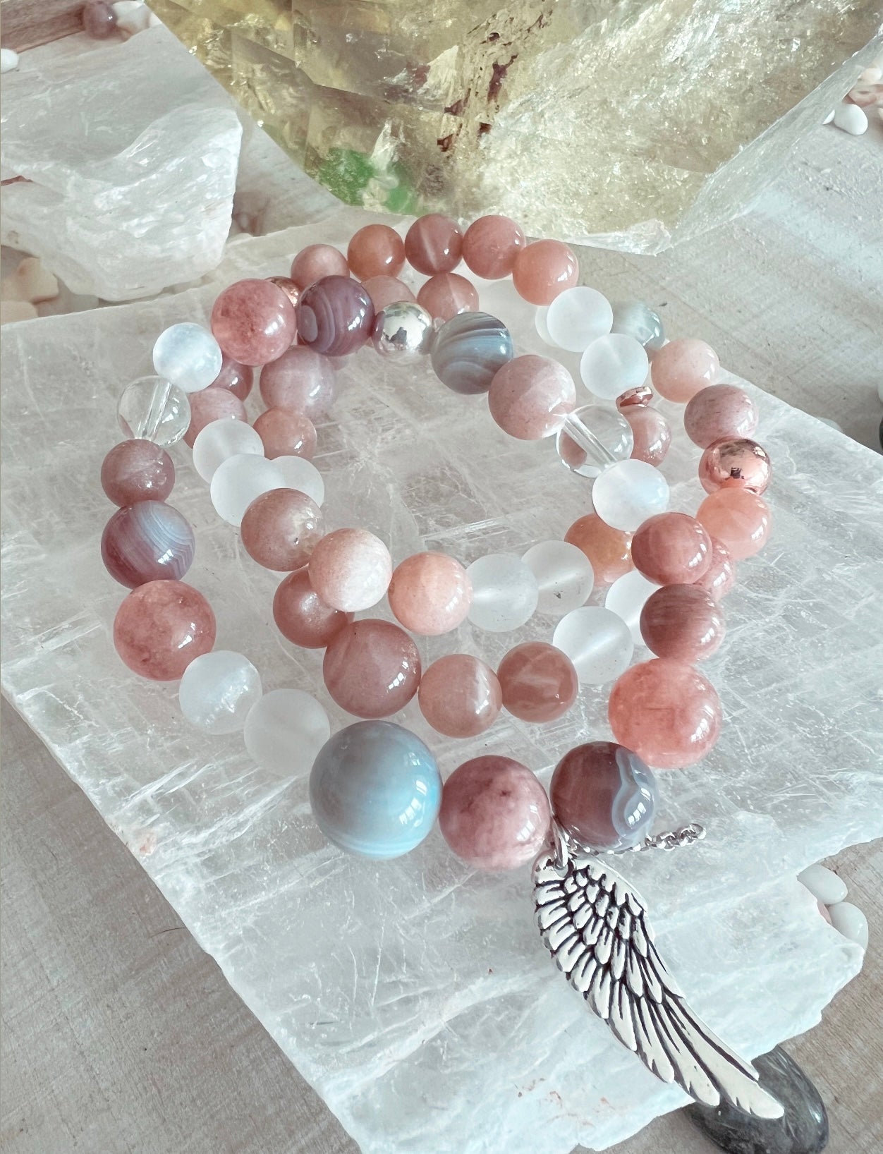 Rose Quartz Embrace Set Gemstone Beads